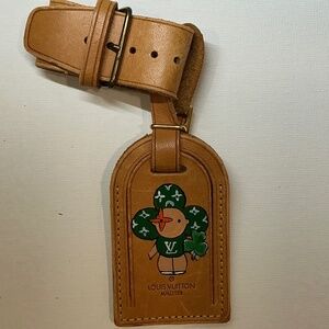 Louis Vuitton Leather Tag with hand painted Irish Vivienne